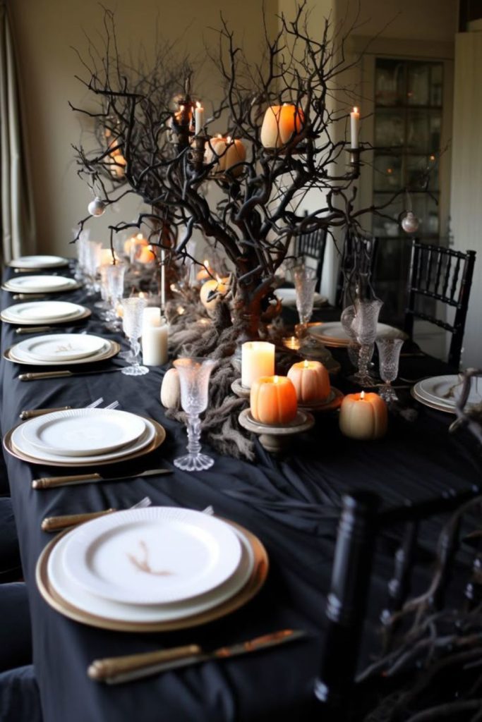 Haunted forest table with eerie moss.