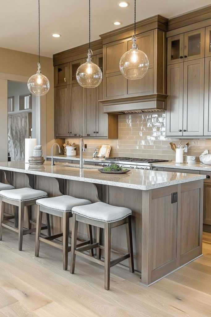 Hazelwood kitchen with ivory walls.
