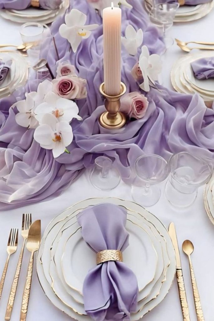 Lavender and silver frosty winter setup.