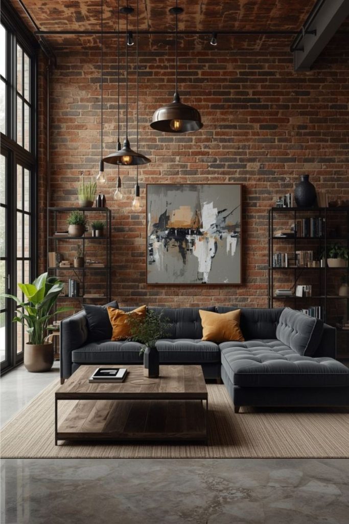 Industrial steel and brick urban loft.