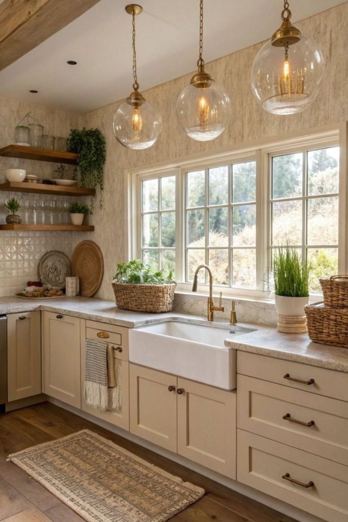 Ivory and ash soft-tone kitchen.