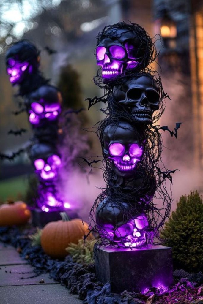 Skull lantern glowing with eerie light