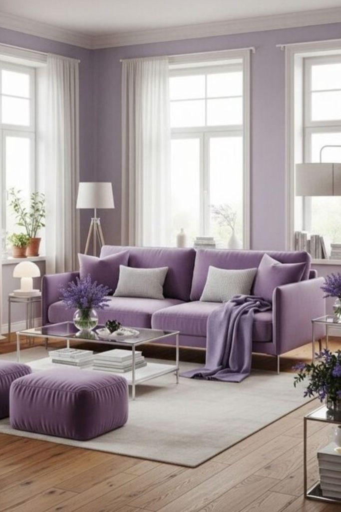 Lavender and cream soft serene room.