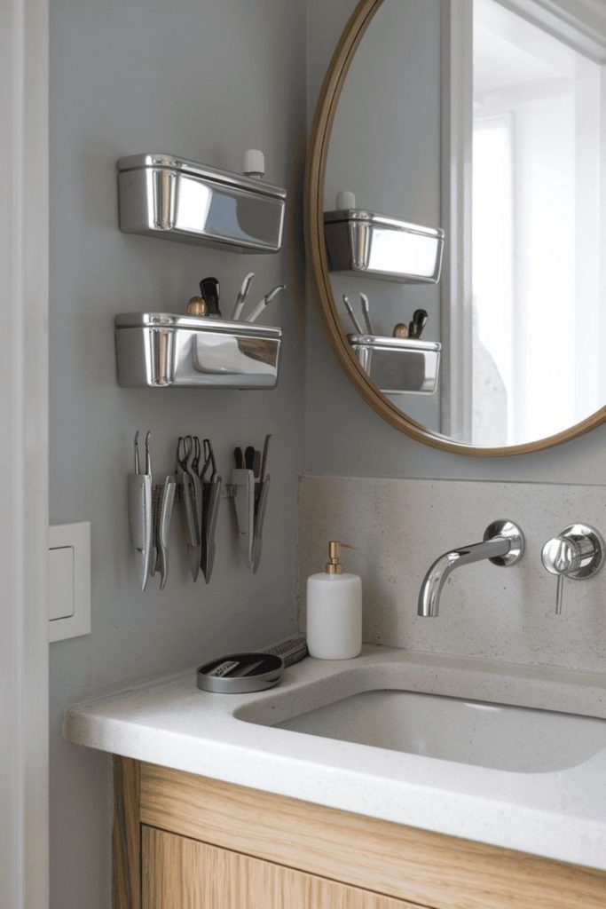 Magnetic wall bars for tools.