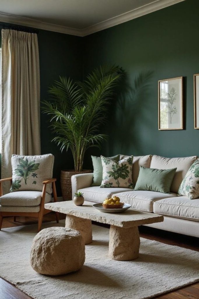 Meadow-inspired olive green bright chamber.