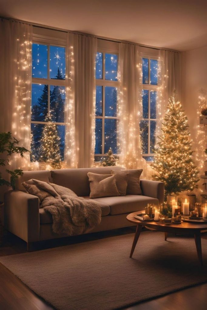 Mocha brown cozy winter holiday setup