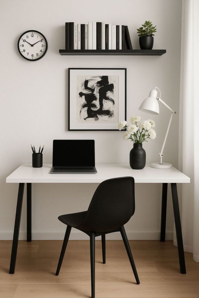 Modern monochrome black and white setup