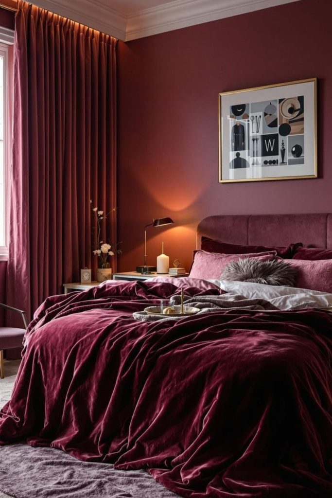 Mulberry velvet candlelit dreamy room.