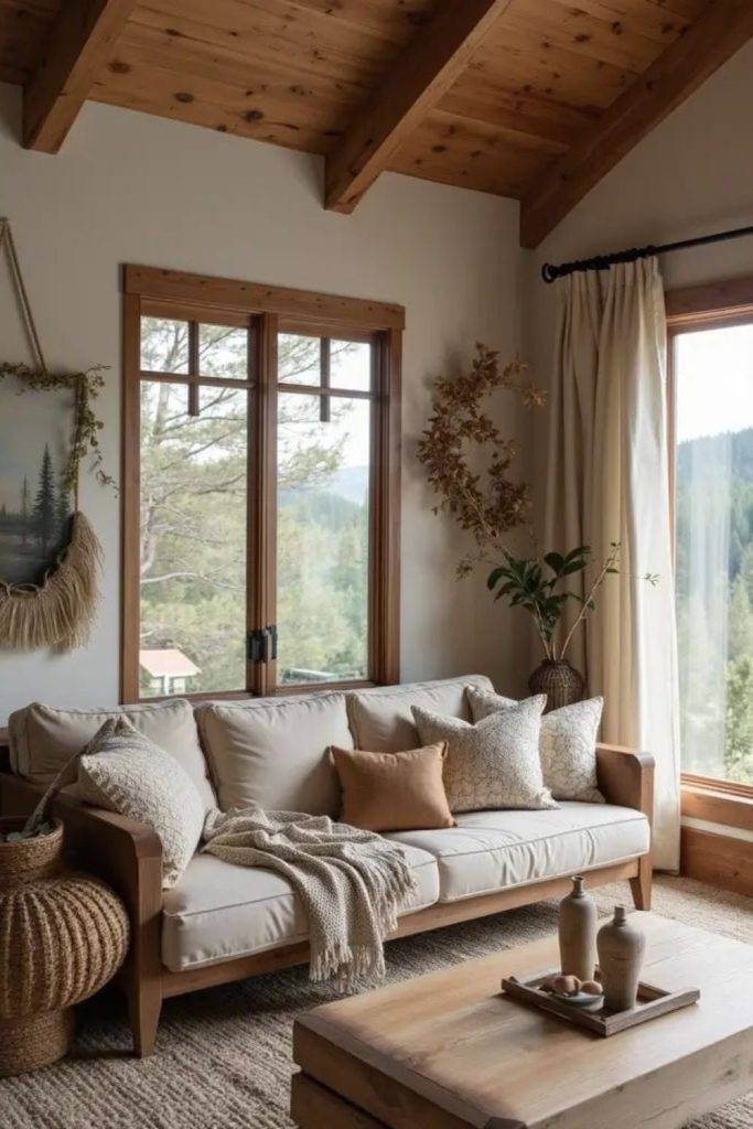 Oatfield cottage with warm beige hues.