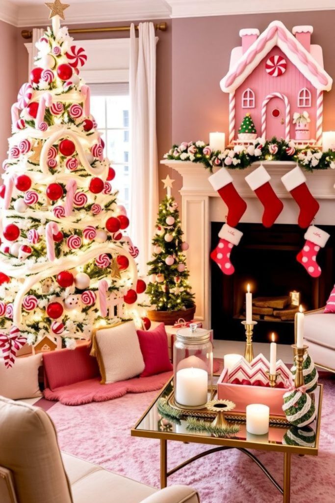 Pastel peppermint candy-colored Christmas theme.