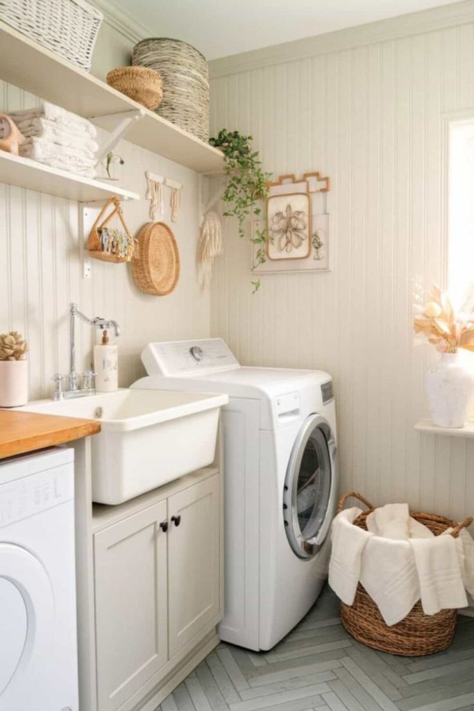 Pearl toned gentle laundry wall.