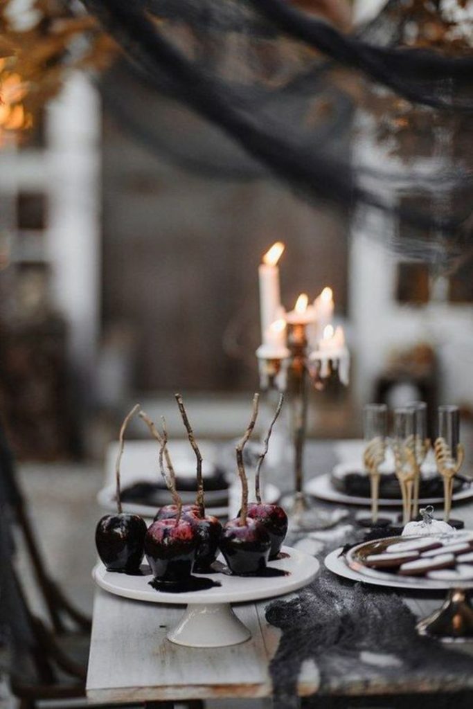 Poison apples with black candy glaze.