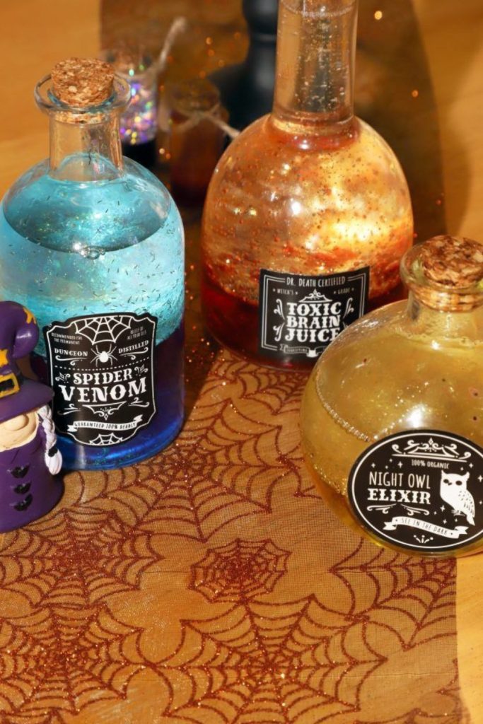 Kids mixing potions with glitter water