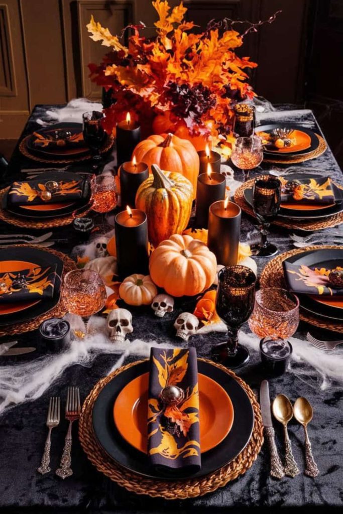 Pumpkin placemat halloween table decor.