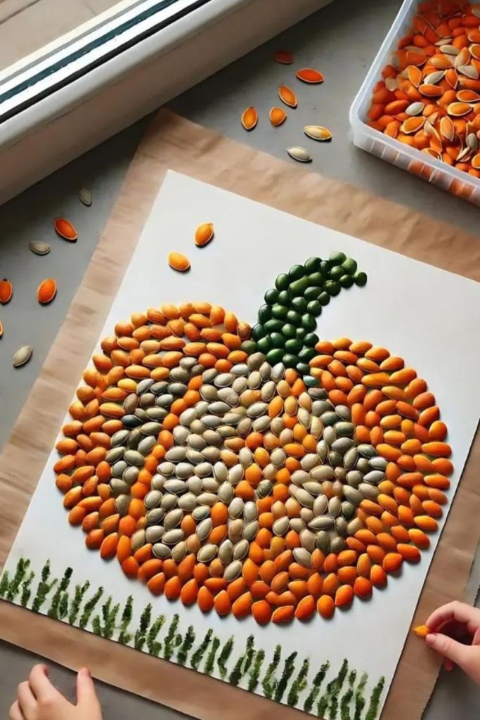 Pumpkin seed art boards for Halloween