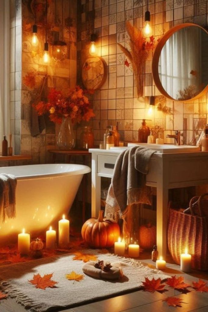Pumpkin spice autumn-inspired Halloween bath.