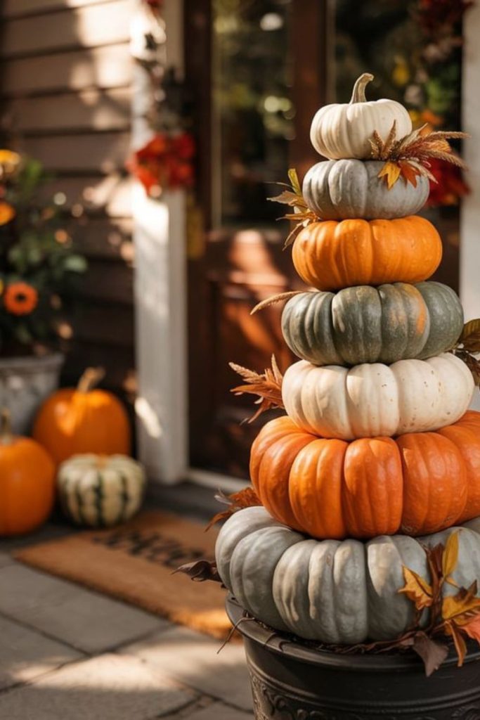 Pumpkin tower porch with dramatic style.