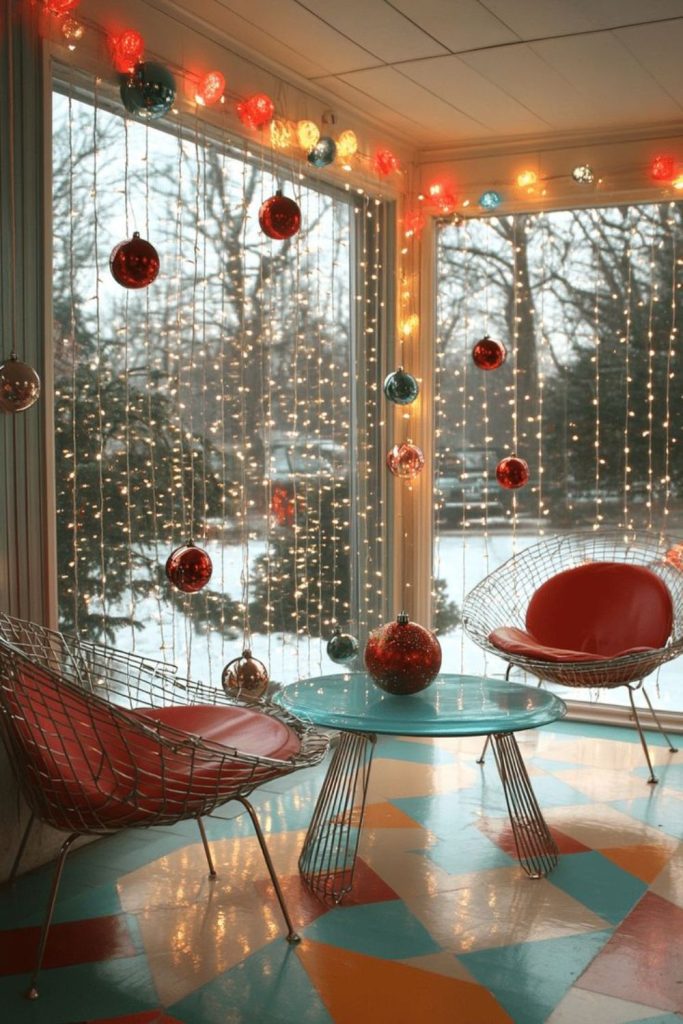 Retro diner bubblegum Christmas decoration theme.