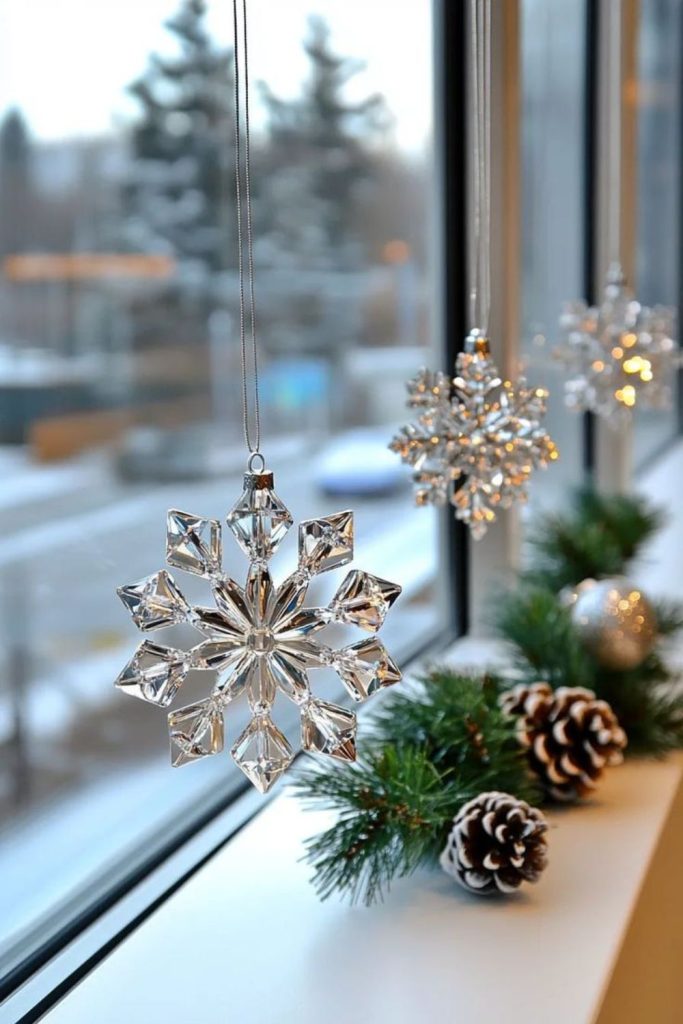 Metallic ribbon icicle hanging decor.