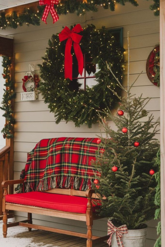 Rustic farmhouse Christmas with plaid touches