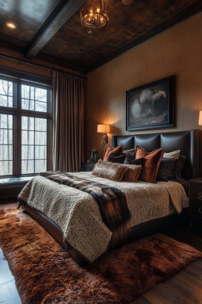 Rustic leather loft with masculine edge.