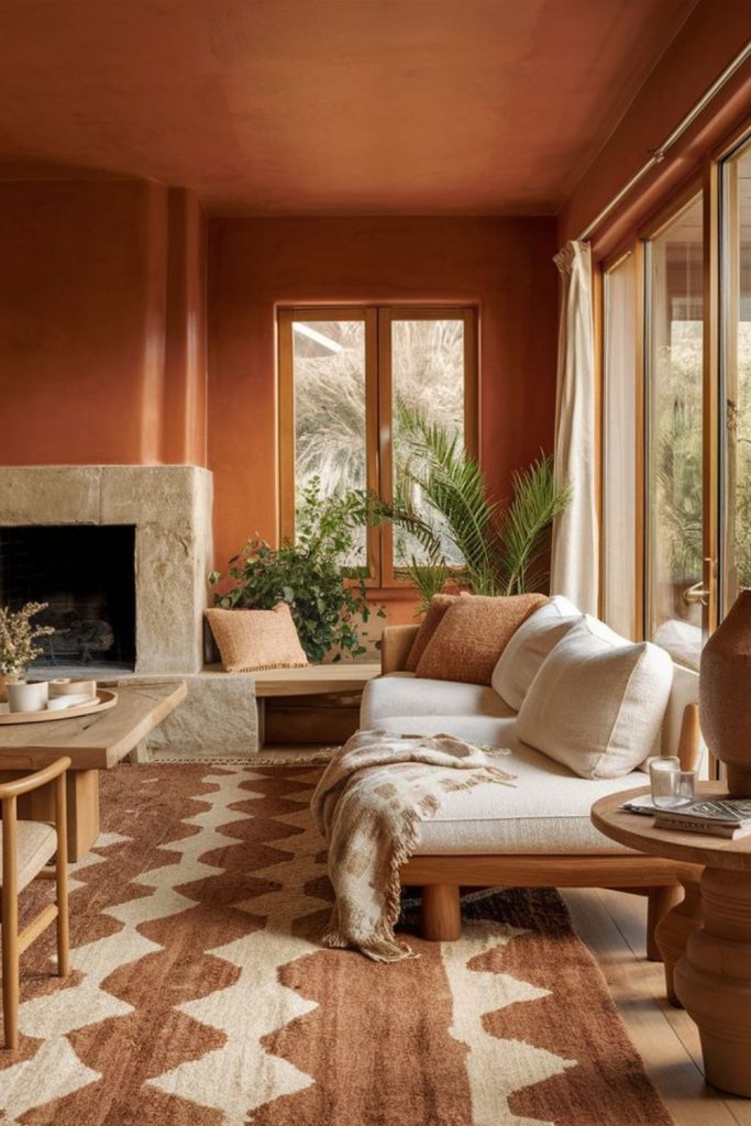 Sandstone-toned earthy living space.