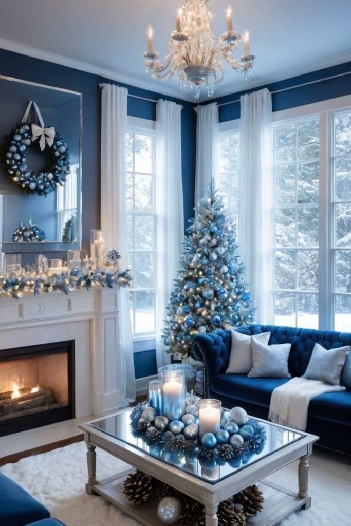 Sapphire frost luxury winter holiday living room