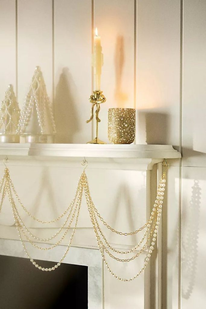 Beaded ice garland shimmering light.