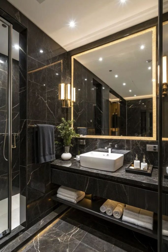 Satin black and white luxury space.