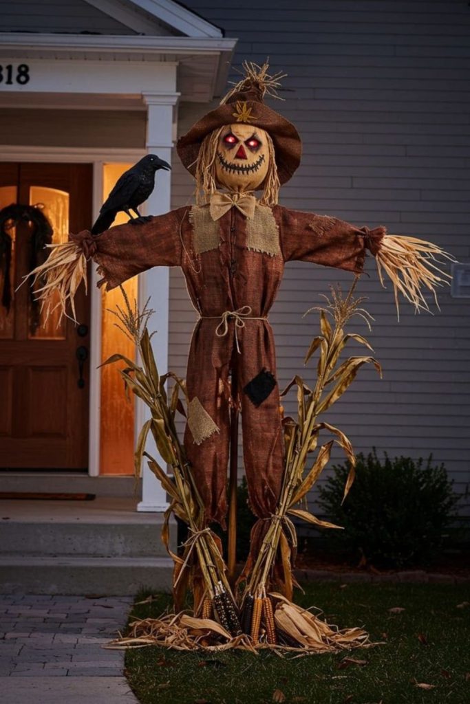 Sinister scarecrow sentinel guarding the yard