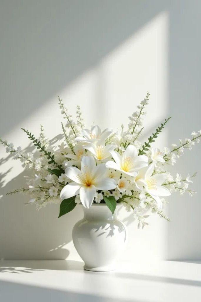 Snow lily cascading winter display