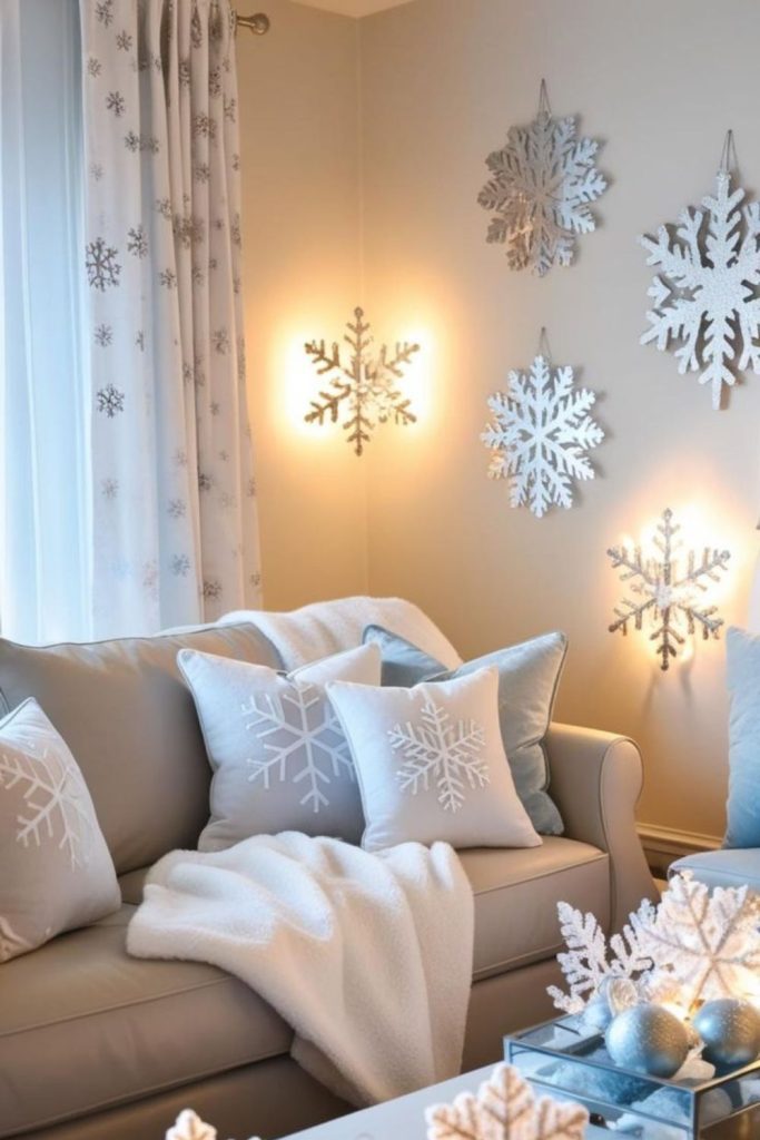 Snowflake wall art winter panels.