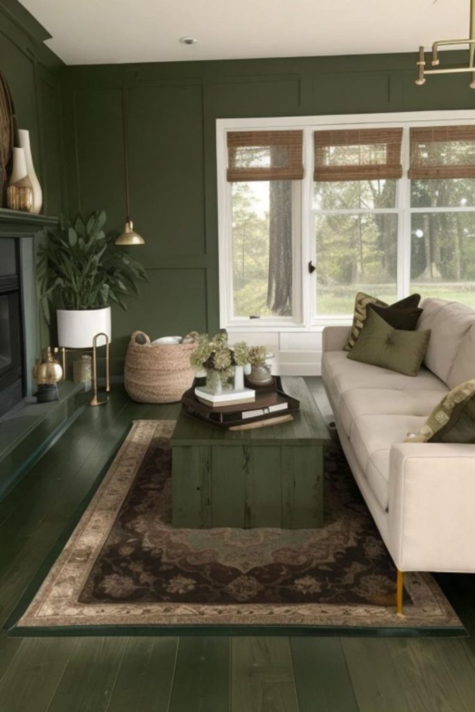 Slate and moss forest-themed den.