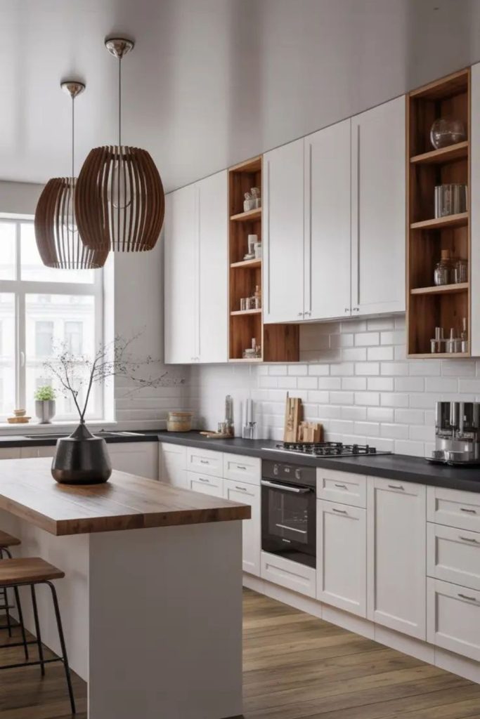 Loft-style artisan warm kitchen design.