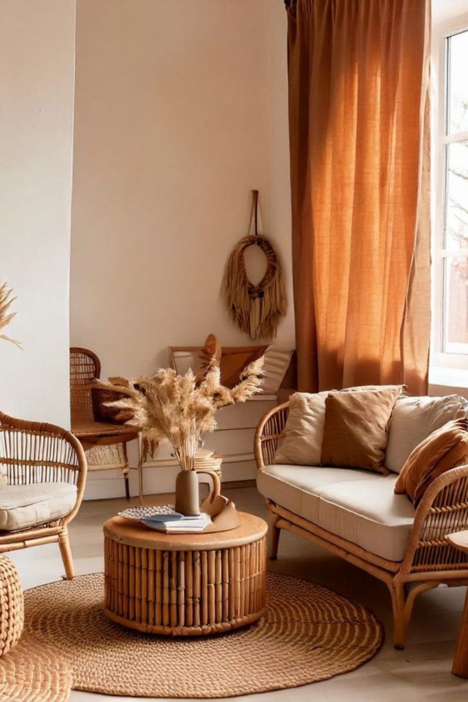 Terracotta desert-themed warm room.