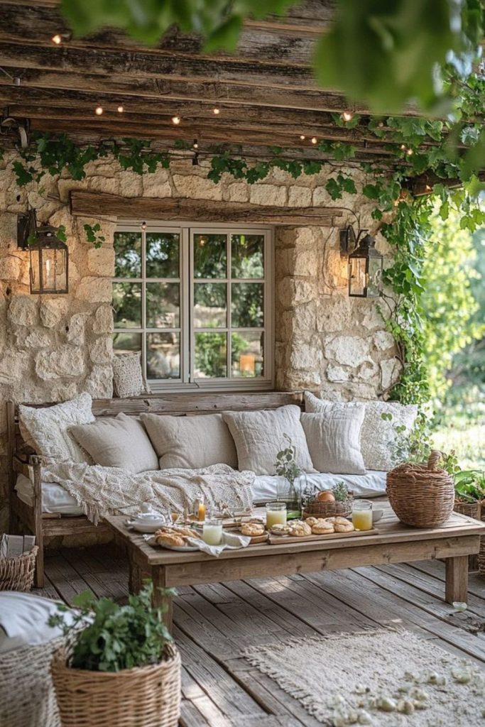 Thatch-roof home with linen accents.