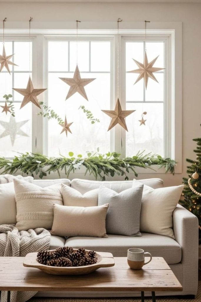 Twine star rustic hanging ornaments.