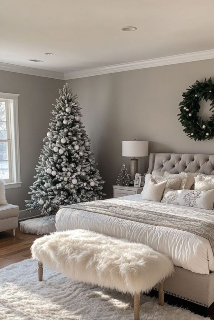 Velvet snow cozy winter room.