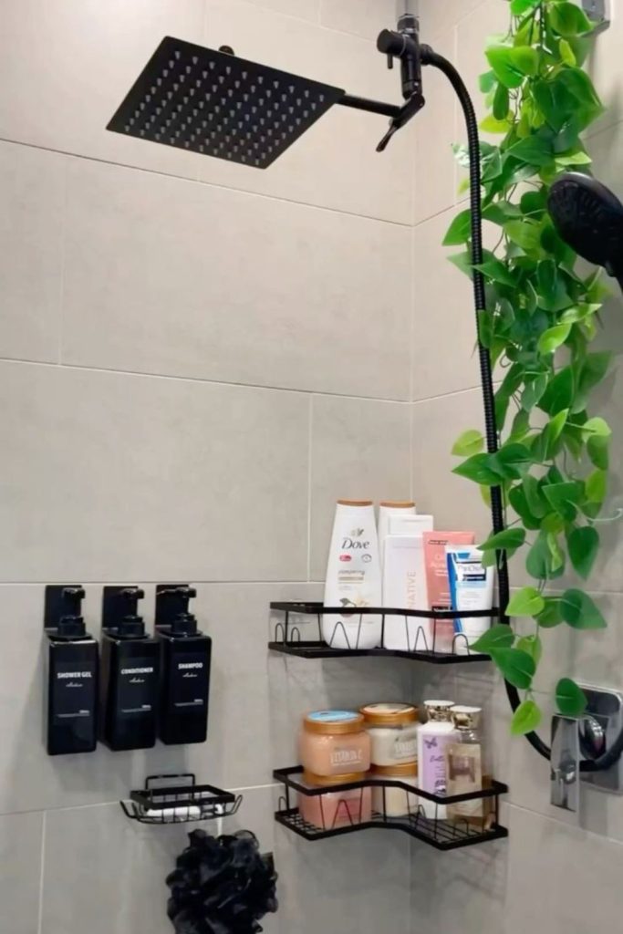 Wall-mounted brass soap rack.