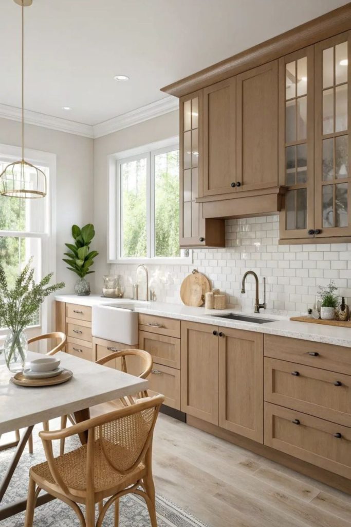 Wheat mist neutral-toned kitchen.