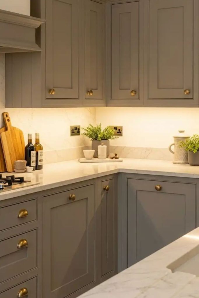 Wheat-toned kitchen with rustic charm.