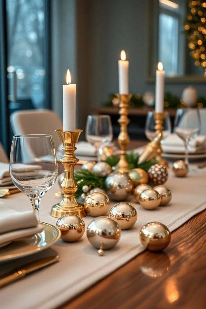 Gold-accented minimalist festive setting.