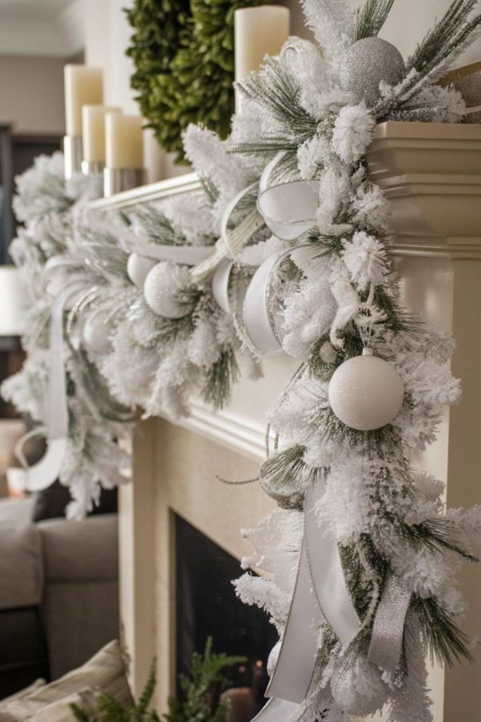 White feather minimalist winter decorations
