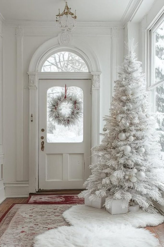 White feather cone Christmas trees.
