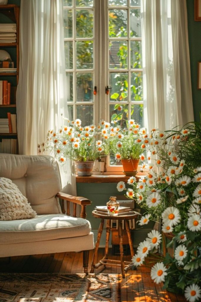 Fern-filled earthy nook with vintage charm.
