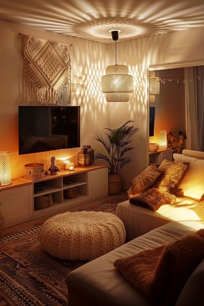 Warm amber cozy living corner