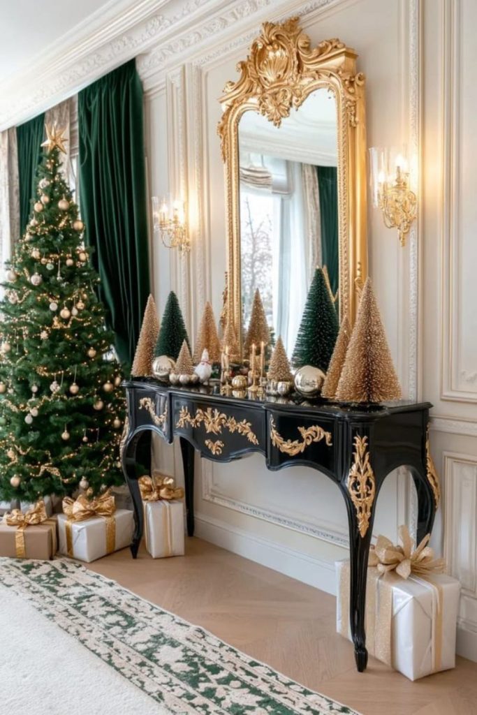 Black and gold glamorous holiday styling.
