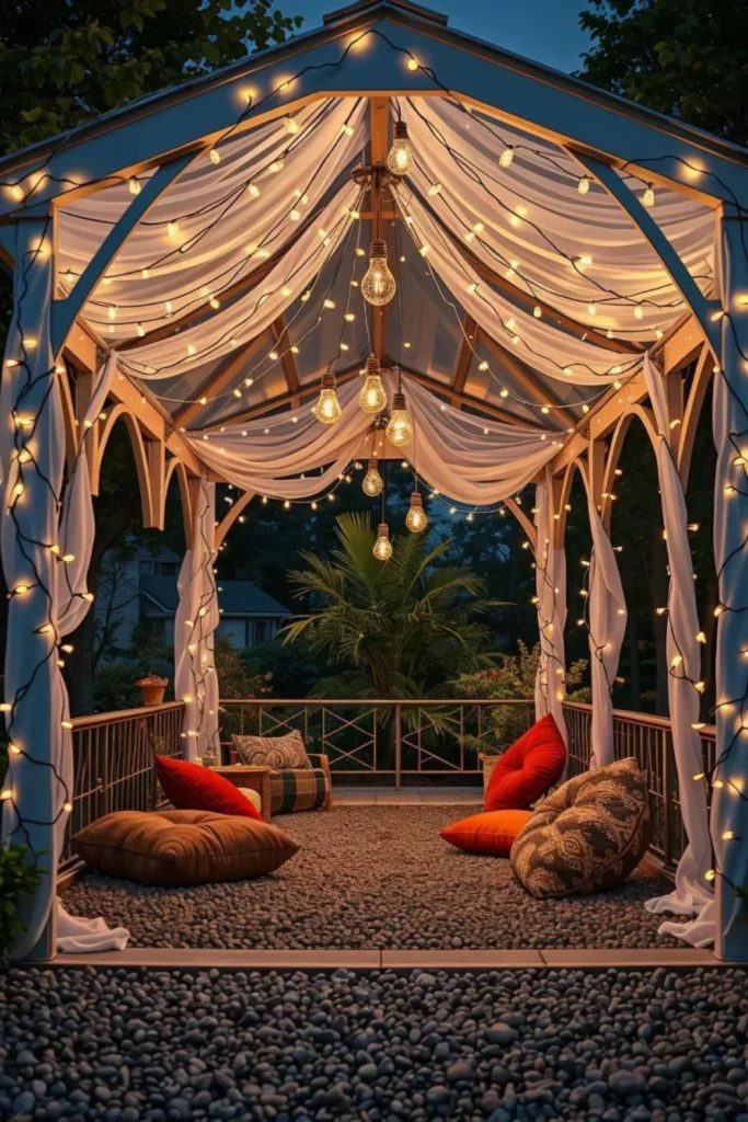 Colorful LED canopy mimicking northern lights