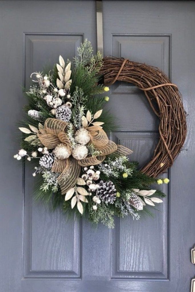 Birch bark rustic woodland winter wreath