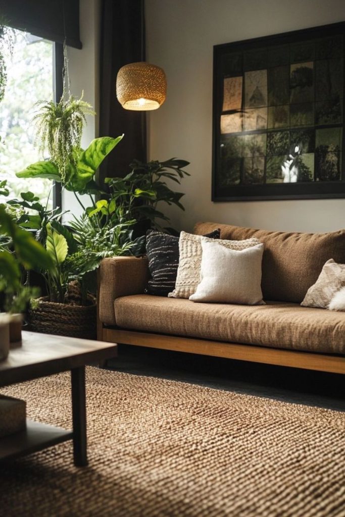 Natural birch brown calm cozy nook.